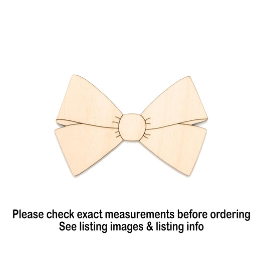 Bow Wood Cutout - Laser Cut Unfinished Craft Shape - Multiple Sizes