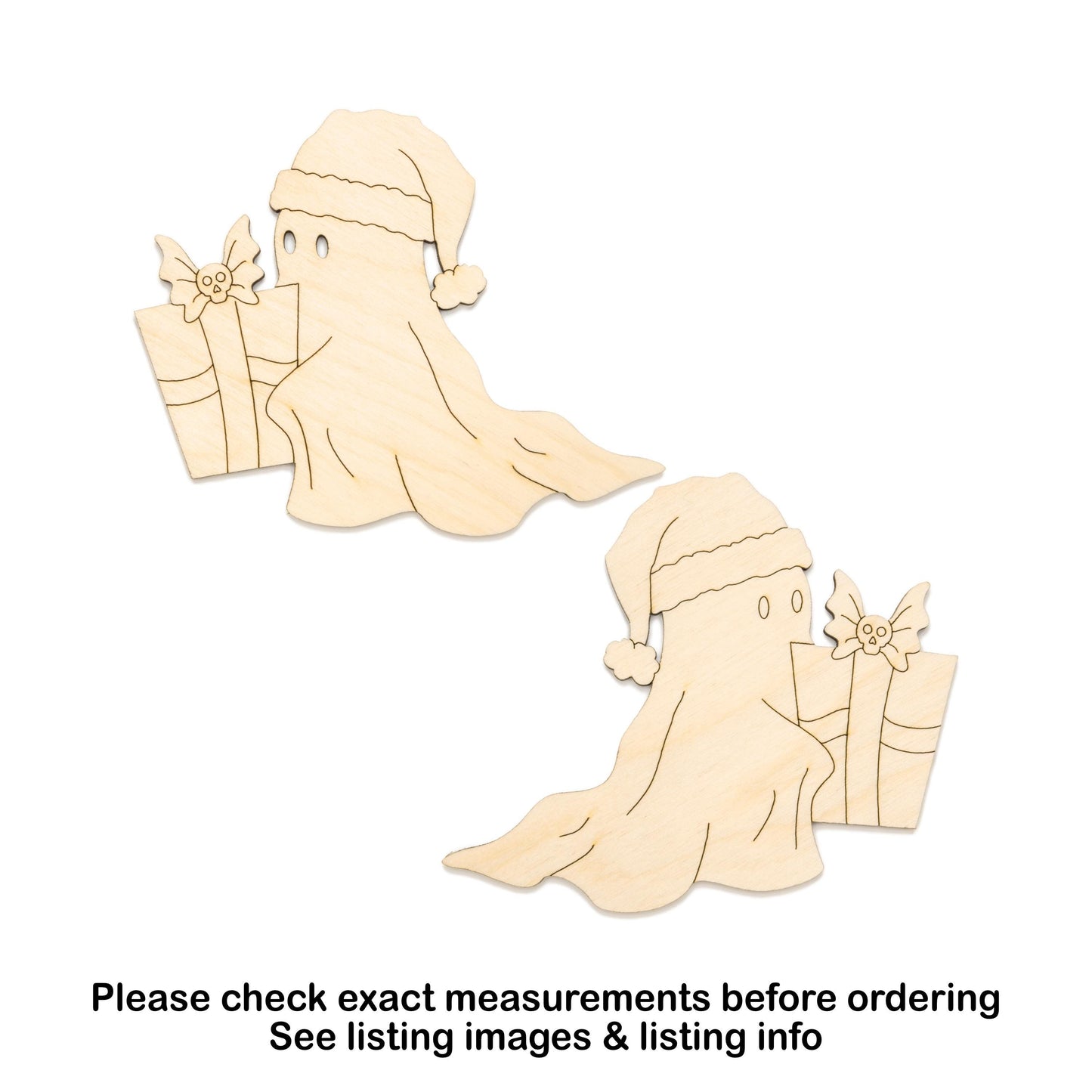 Holiday Ghost Wood Cutout - Laser Cut Unfinished Craft Shape - Multiple Sizes