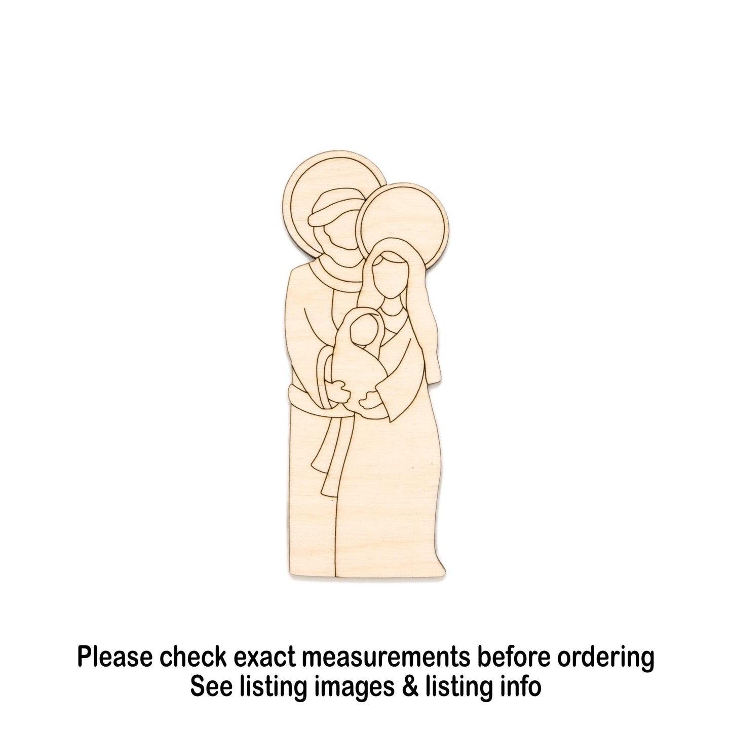 Holy Family Wood Cutout - Laser Cut Unfinished Craft Shape - Multiple Sizes