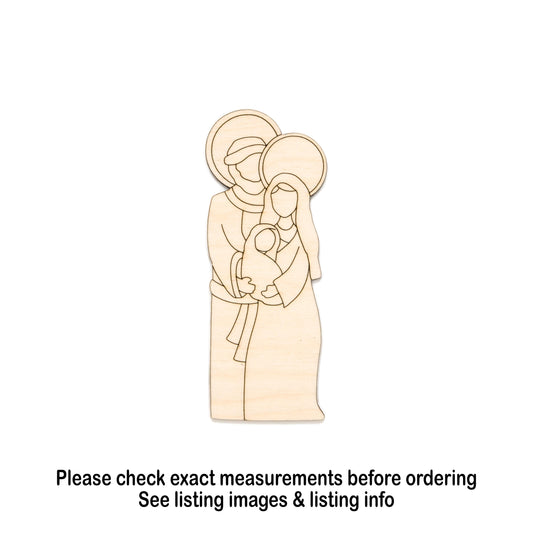 Holy Family Wood Cutout - Laser Cut Unfinished Craft Shape - Multiple Sizes
