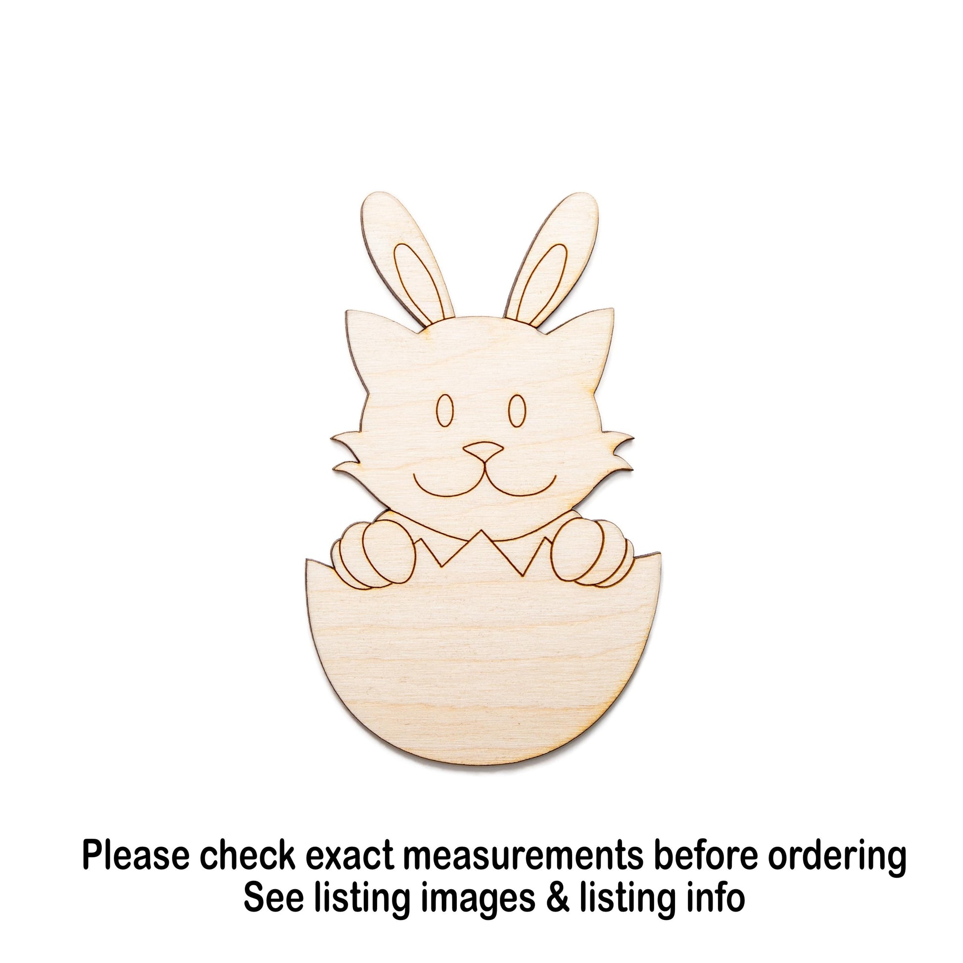 Kitten In Egg Shell Wood Cutout - Laser Cut Unfinished Craft Shape - Multiple Sizes