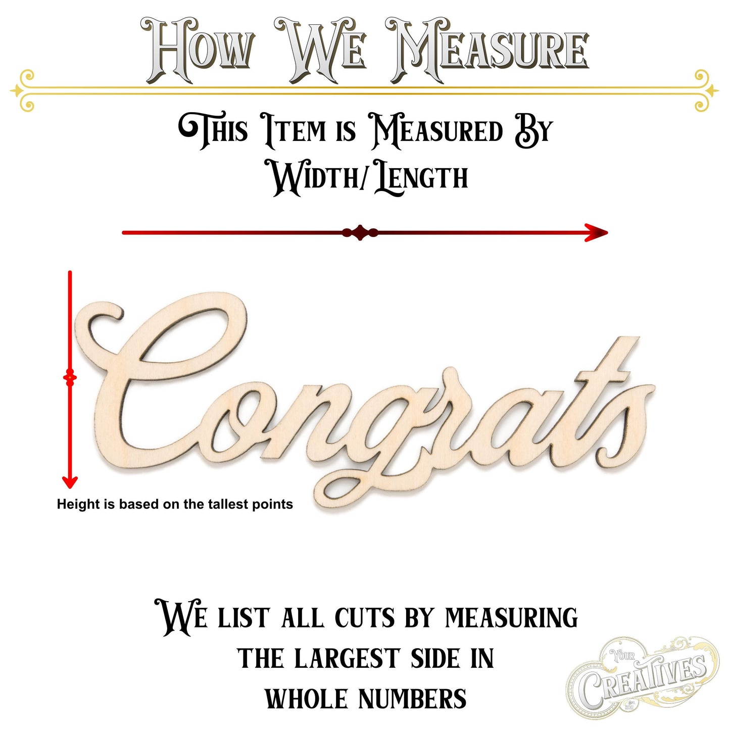 Congrats Script Wood Cutout - Laser Cut Unfinished Craft Shape - Multiple Sizes