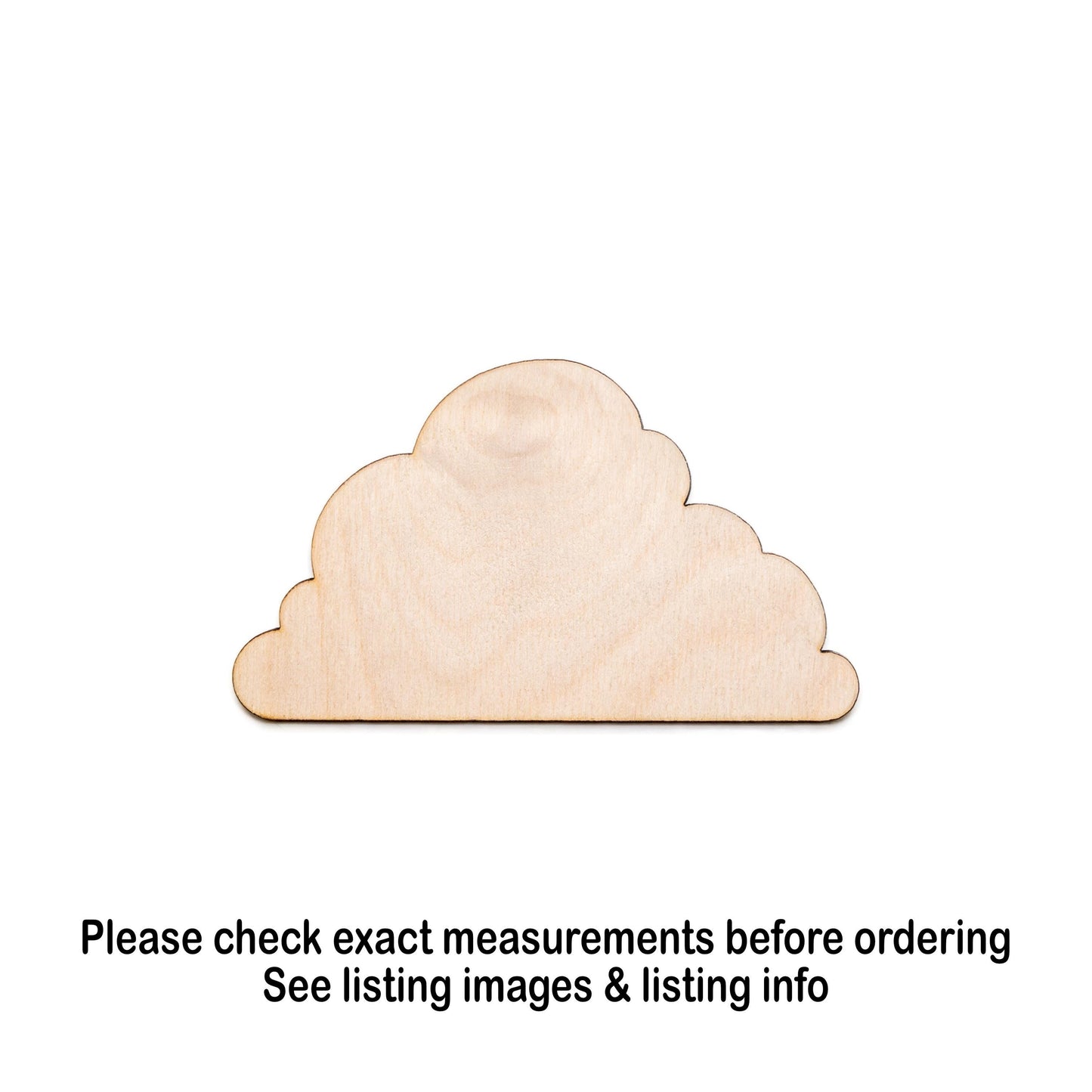 Cloud Fluffy Blank Wood Cutout - Laser Cut Unfinished Craft Shape - Multiple Sizes