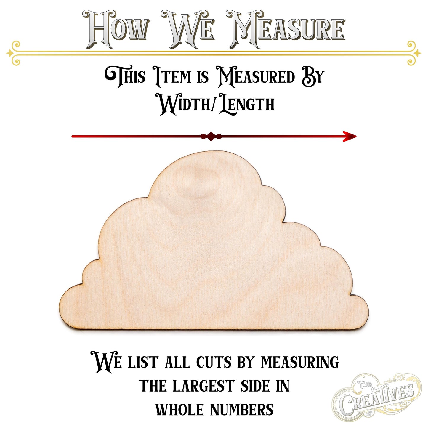Cloud Fluffy Blank Wood Cutout - Laser Cut Unfinished Craft Shape - Multiple Sizes