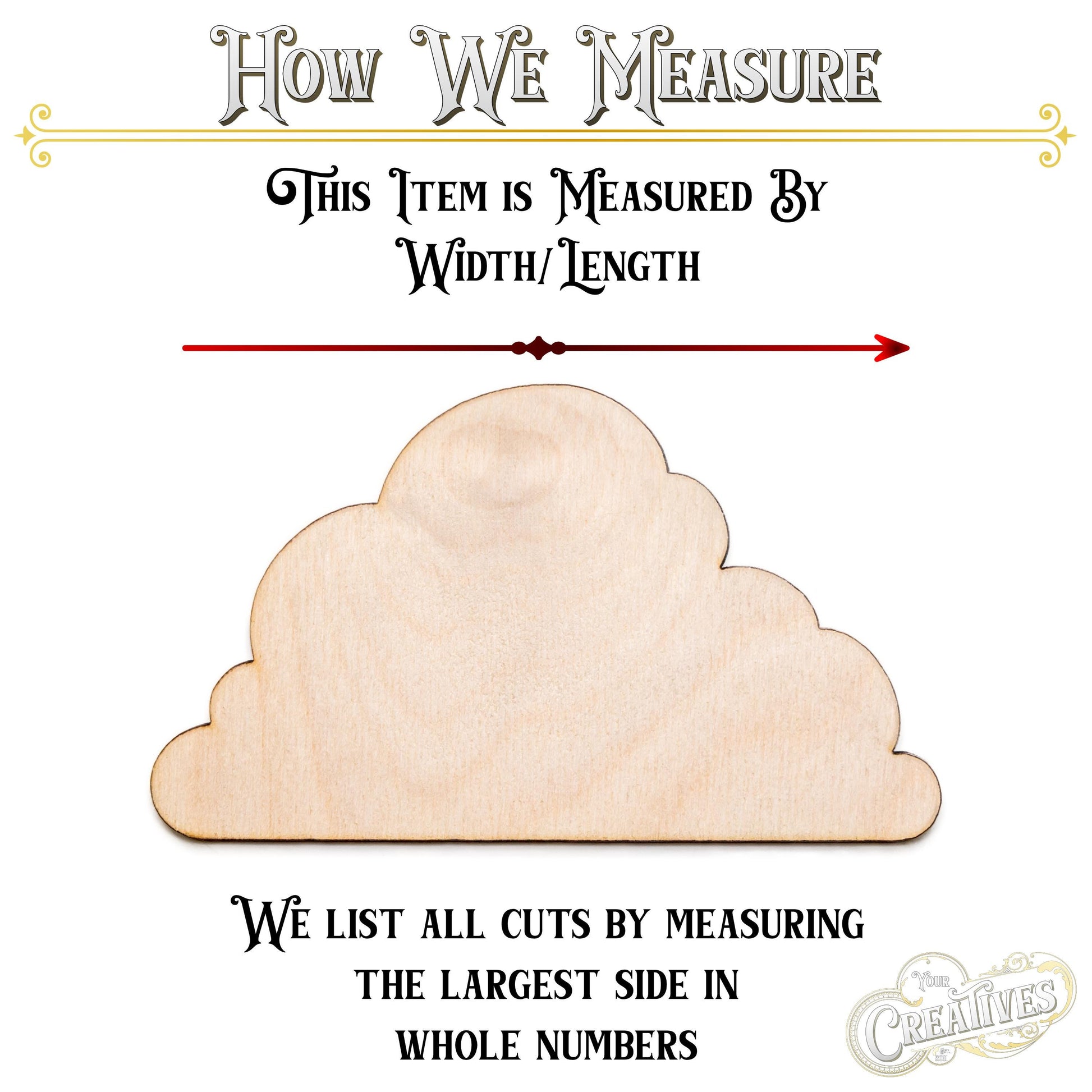 Cloud Fluffy Blank Wood Cutout - Laser Cut Unfinished Craft Shape - Multiple Sizes