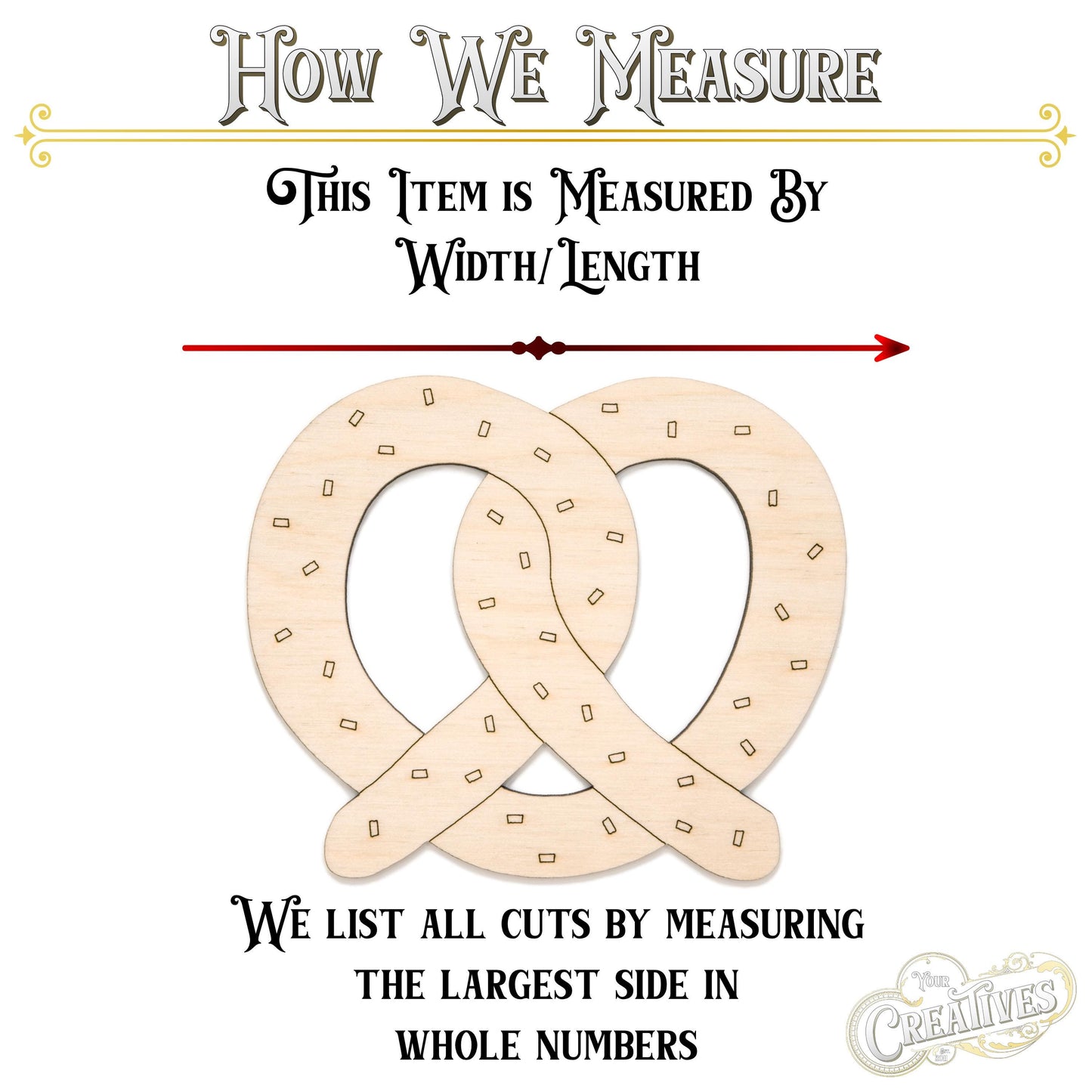 Salted Pretzel Wood Cutout - Laser Cut Unfinished Craft Shape - Multiple Sizes