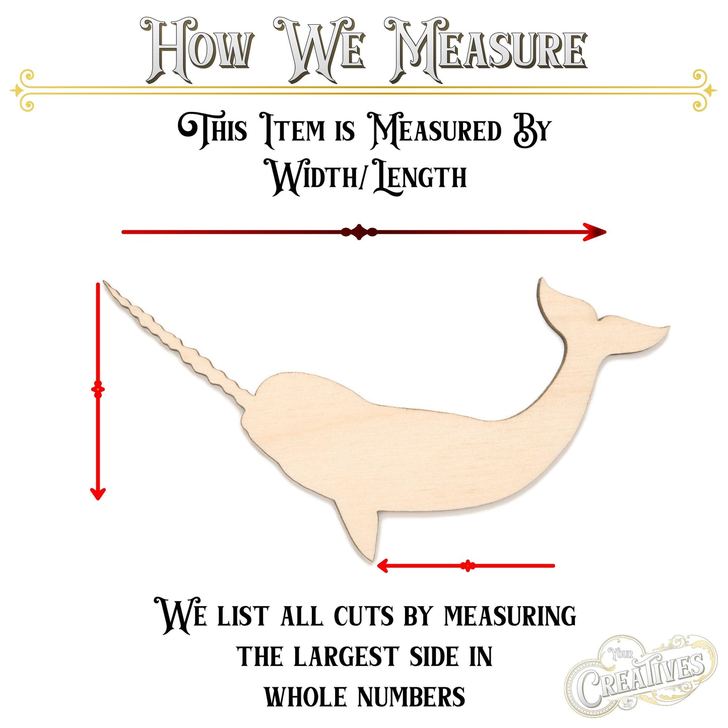 Narwhal Blank Wood Cutout - Laser Cut Unfinished Craft Shape - Multiple Sizes