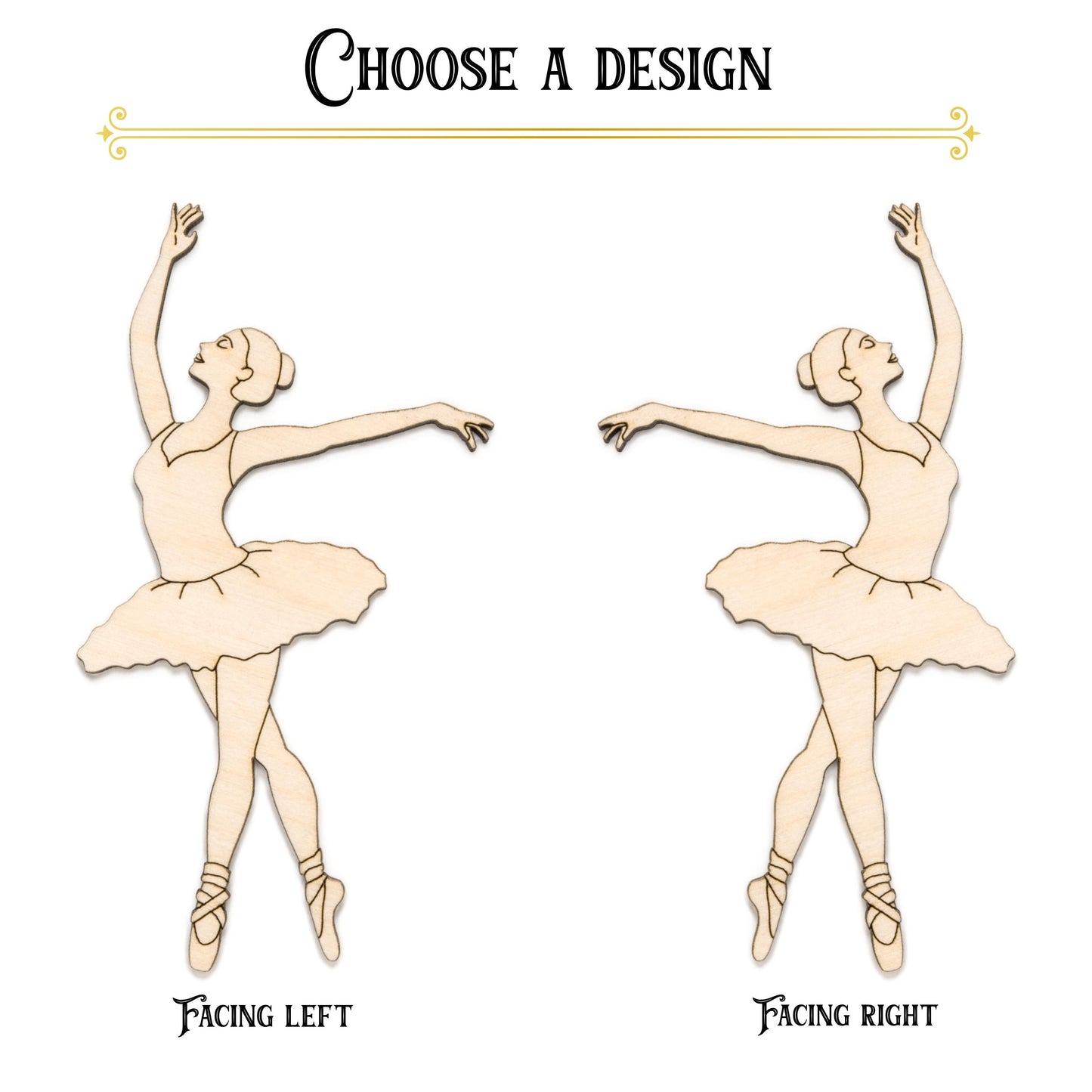 Ballerina Wood Cutout - Laser Cut Unfinished Craft Shape - Multiple Sizes