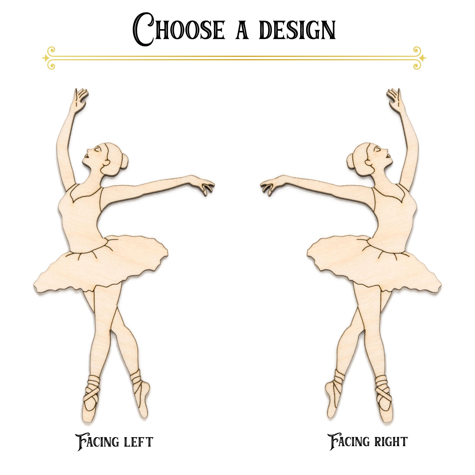 Ballerina Wood Cutout - Laser Cut Unfinished Craft Shape - Multiple Sizes