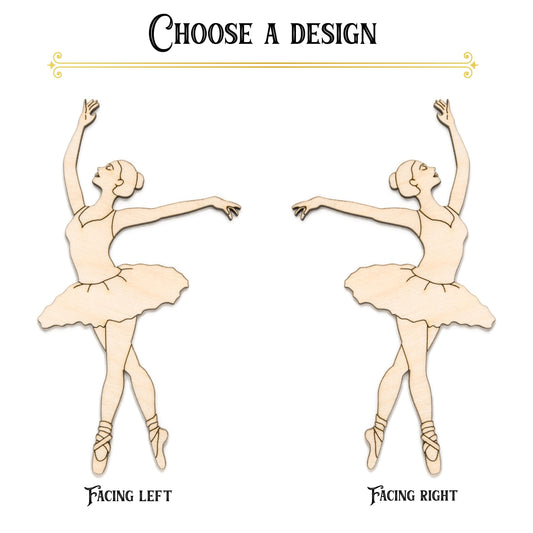 Ballerina Wood Cutout - Laser Cut Unfinished Craft Shape - Multiple Sizes