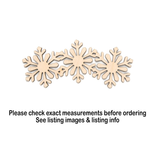 Snowflakes Banner Wood Cutout - Laser Cut Unfinished Craft Shape - Multiple Sizes