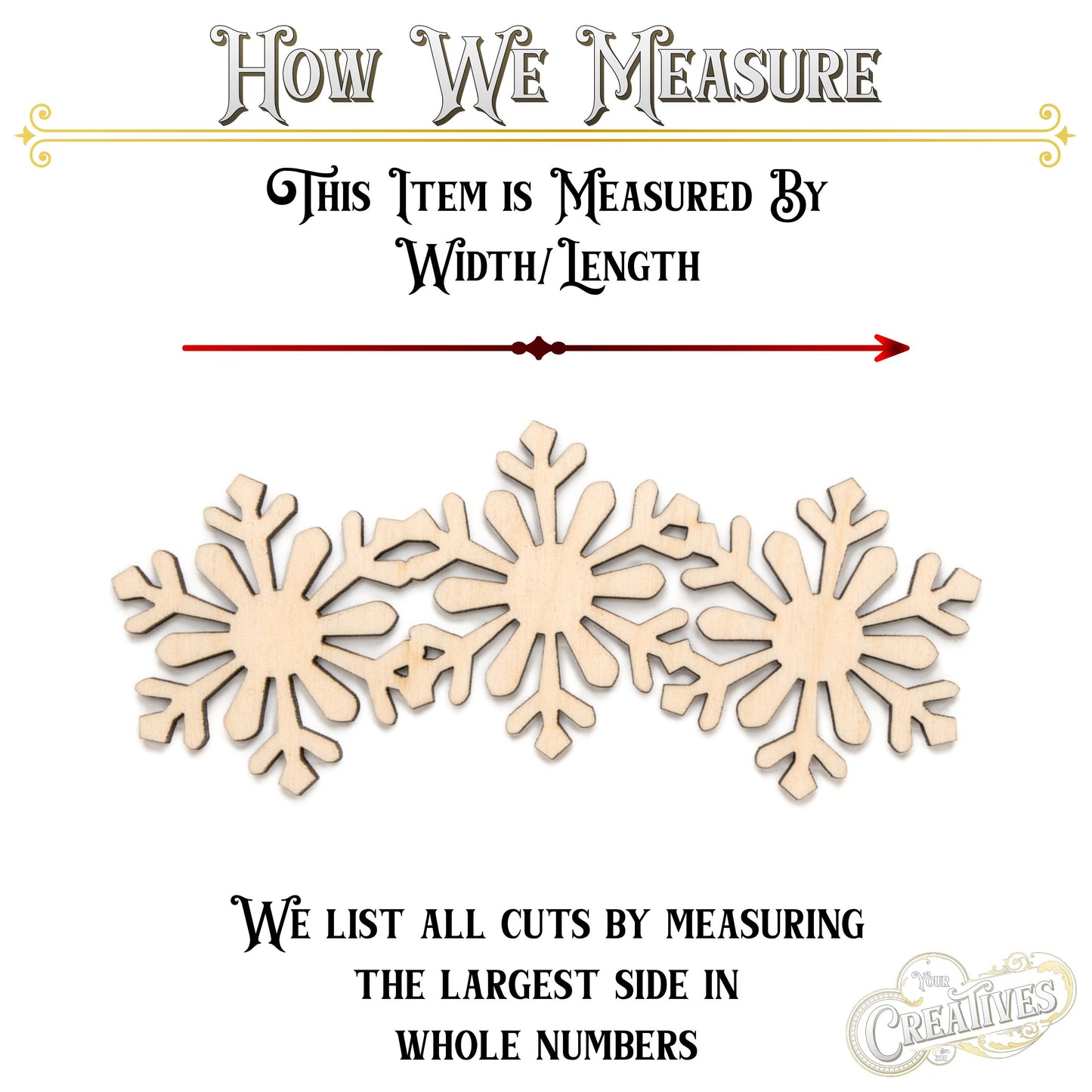 Snowflakes Banner Wood Cutout - Laser Cut Unfinished Craft Shape - Multiple Sizes