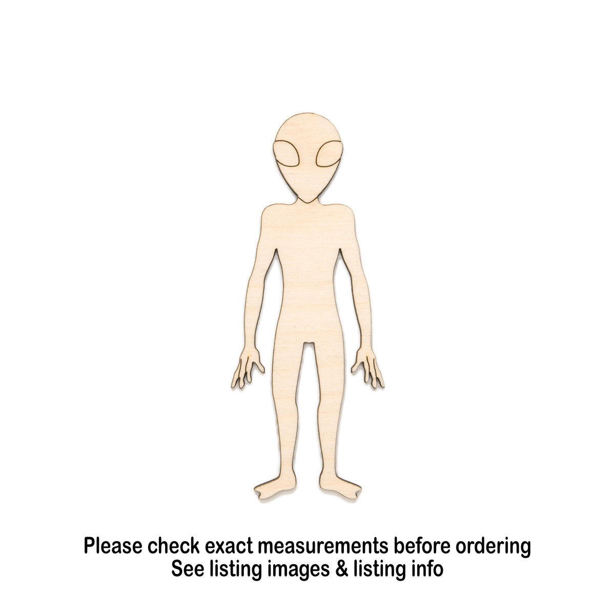 Tall Alien Wood Cutout - Laser Cut Unfinished Craft Shape - Multiple Sizes