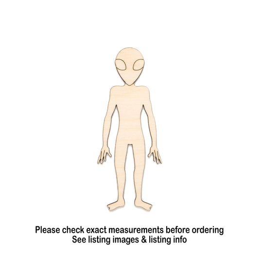 Tall Alien Wood Cutout - Laser Cut Unfinished Craft Shape - Multiple Sizes