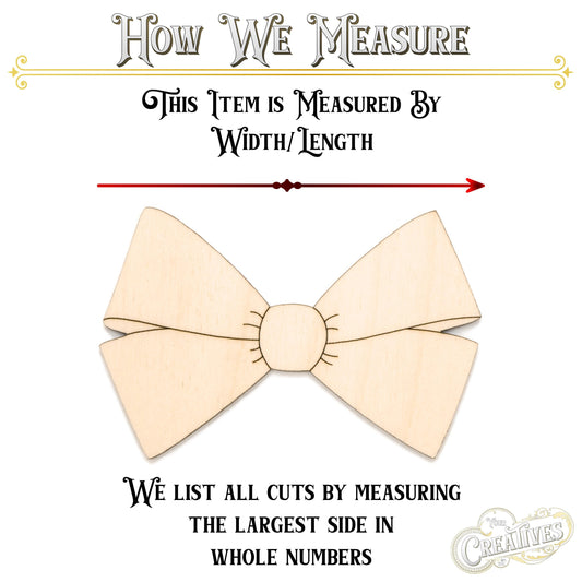 Bow Wood Cutout - Laser Cut Unfinished Craft Shape - Multiple Sizes
