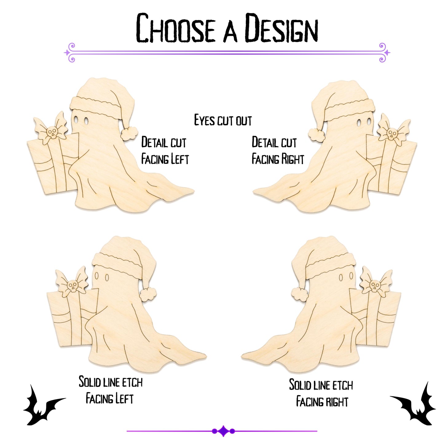 Holiday Ghost Wood Cutout - Laser Cut Unfinished Craft Shape - Multiple Sizes