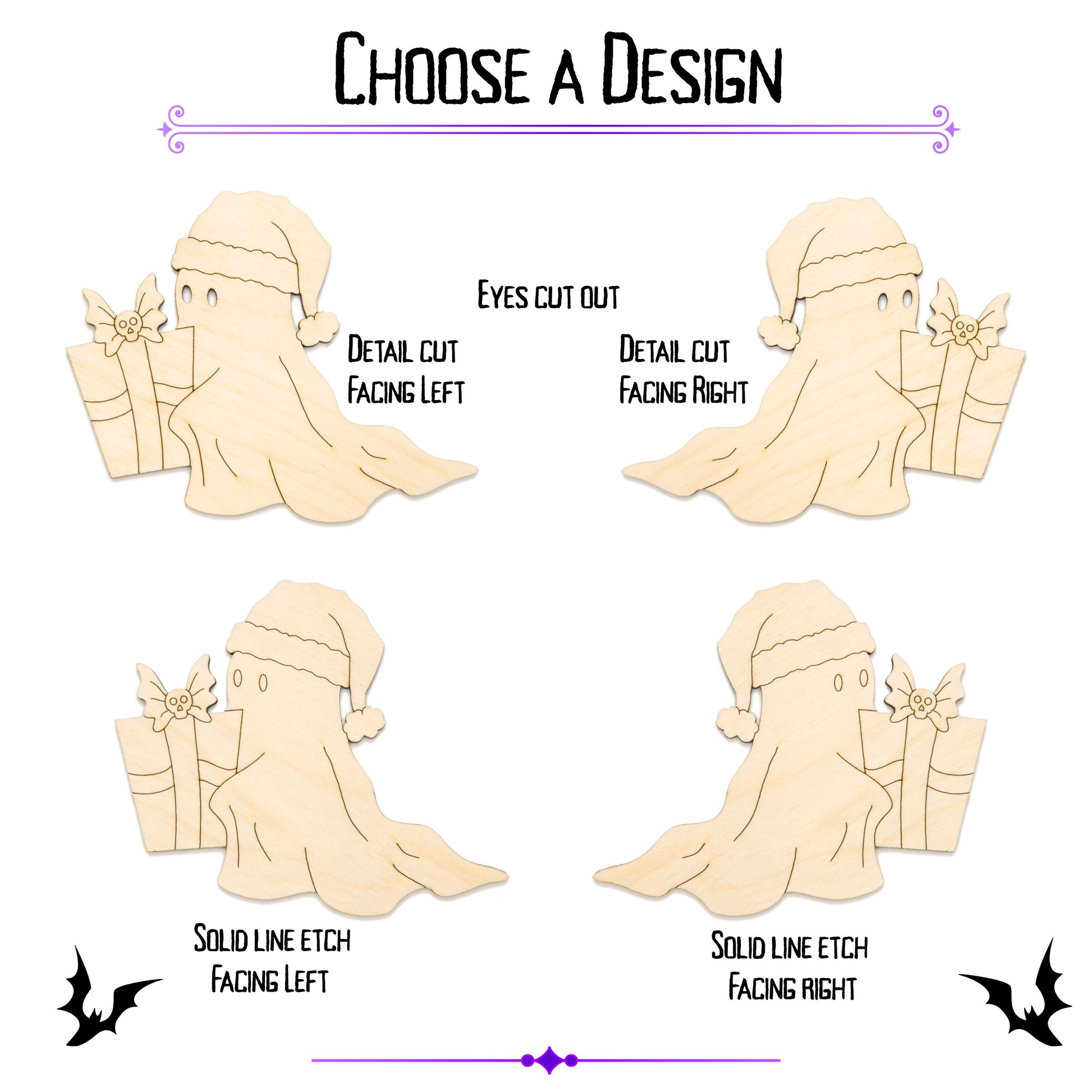 Holiday Ghost Wood Cutout - Laser Cut Unfinished Craft Shape - Multiple Sizes