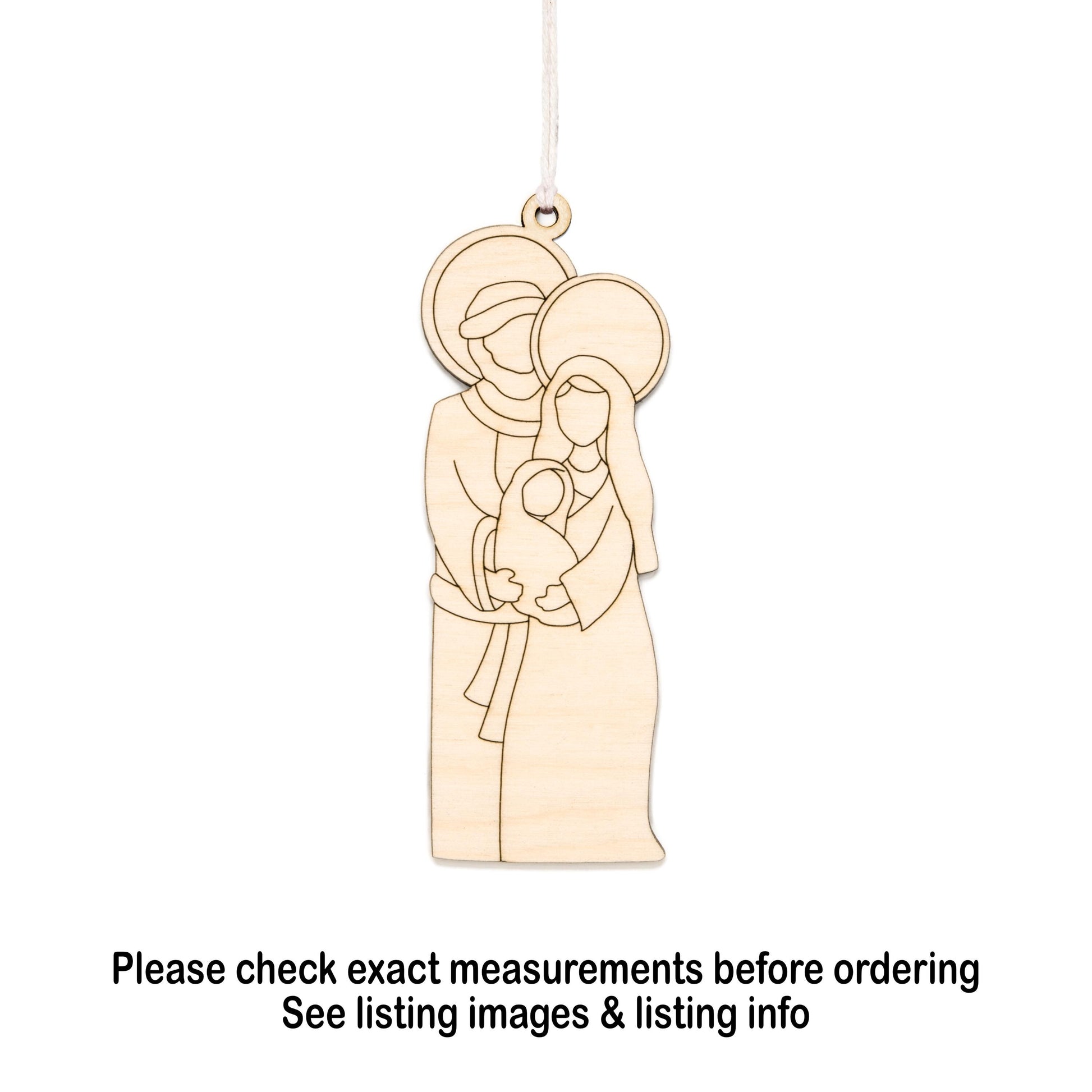 Holy Family Wood Wood Cutout - Laser Cut Unfinished Craft Shape - Multiple Sizes