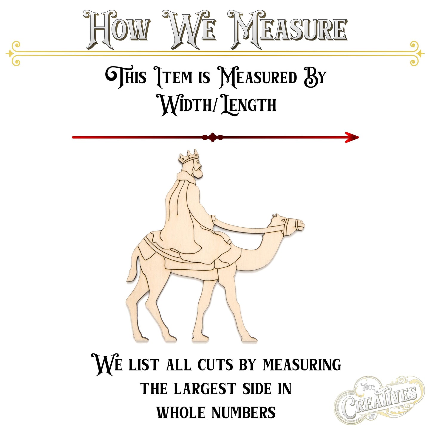 Three Wise Men Individual Detailed Wood Cutout - Laser Cut Unfinished Craft Shape - Multiple Sizes