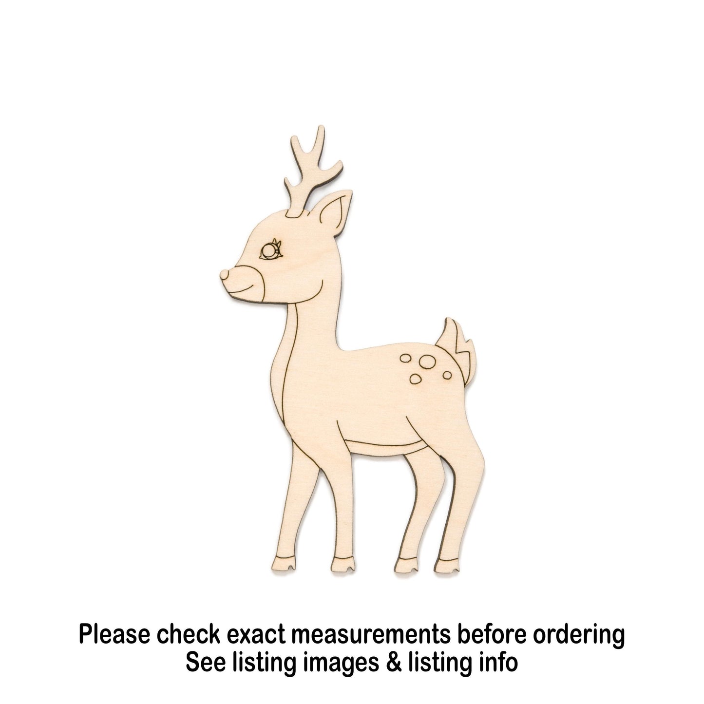 Cute Fawn Wood Cutout - Laser Cut Unfinished Craft Shape - Multiple Sizes