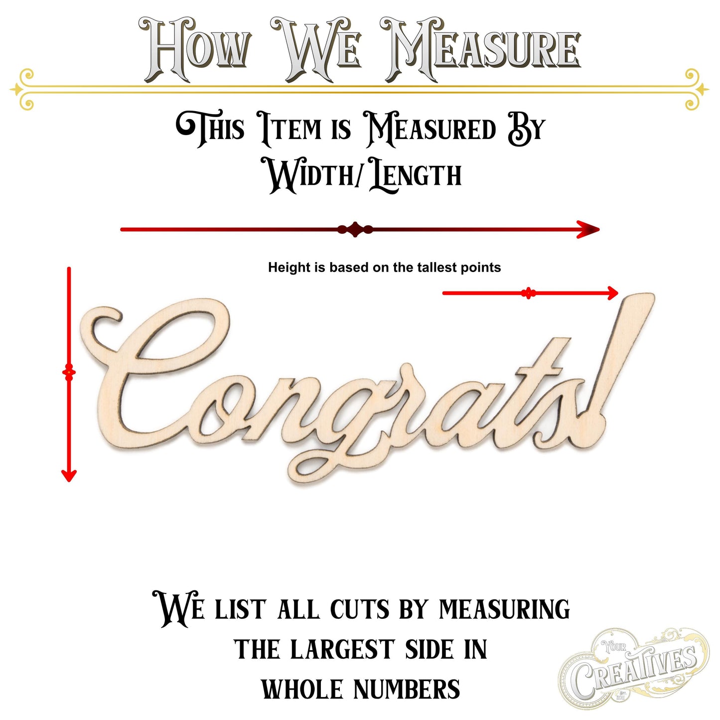 Congrats Wood Cutout - Laser Cut Unfinished Craft Shape - Multiple Sizes