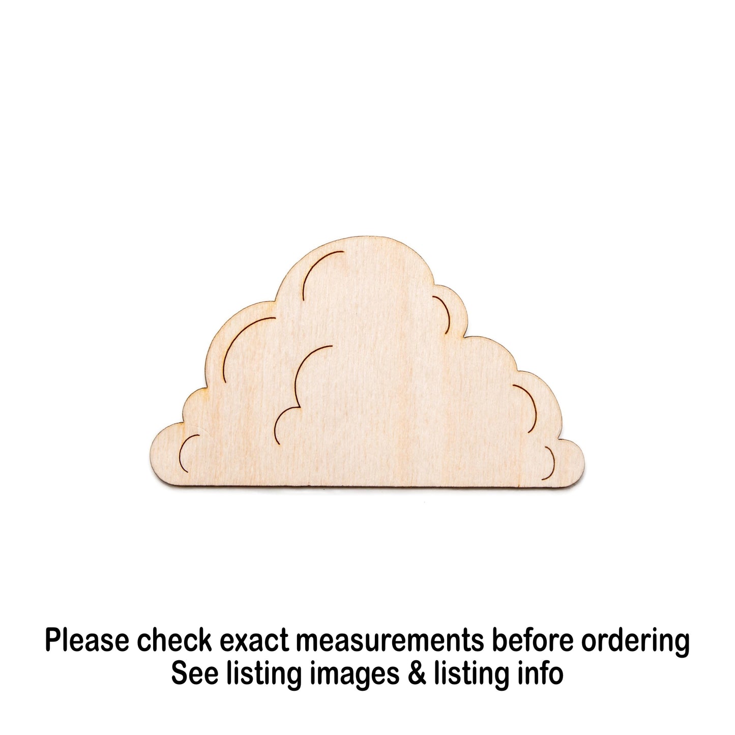 Cloud Fluffy Wood Cutout - Laser Cut Unfinished Craft Shape - Multiple Sizes