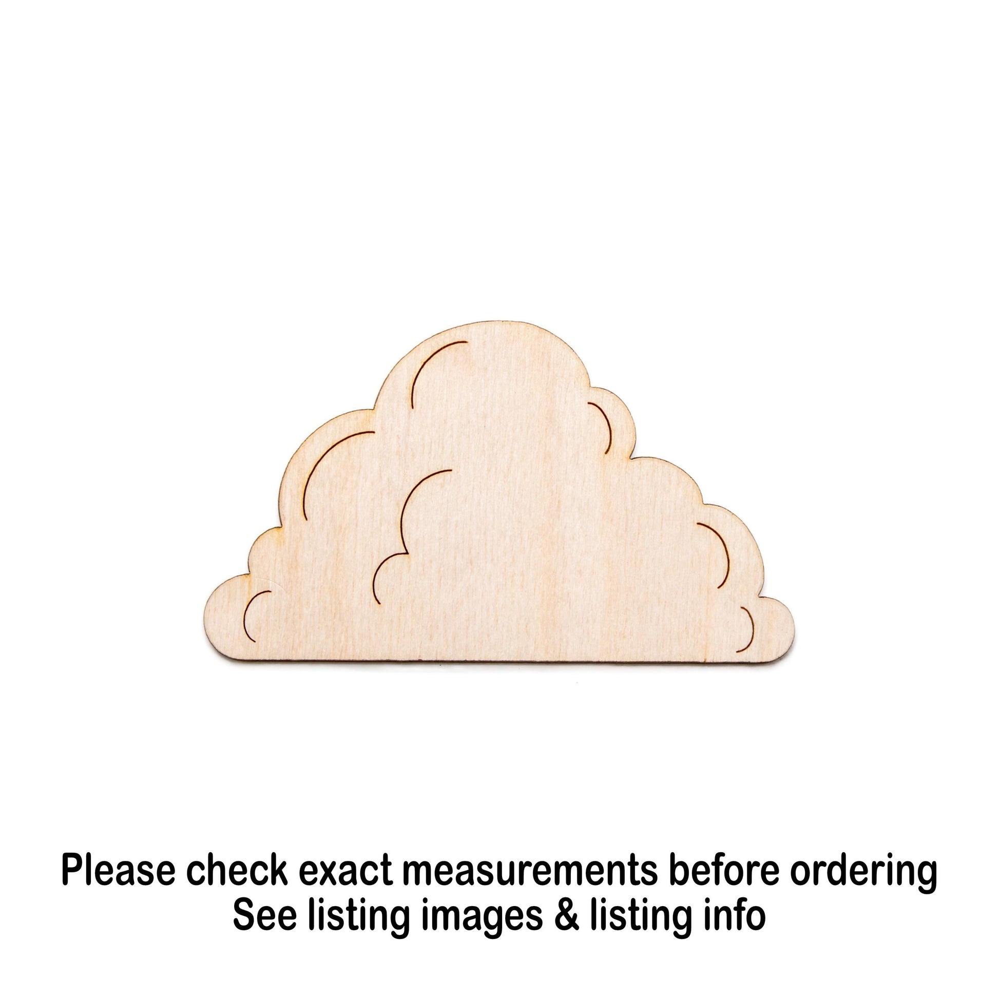 Cloud Fluffy Wood Cutout - Laser Cut Unfinished Craft Shape - Multiple Sizes