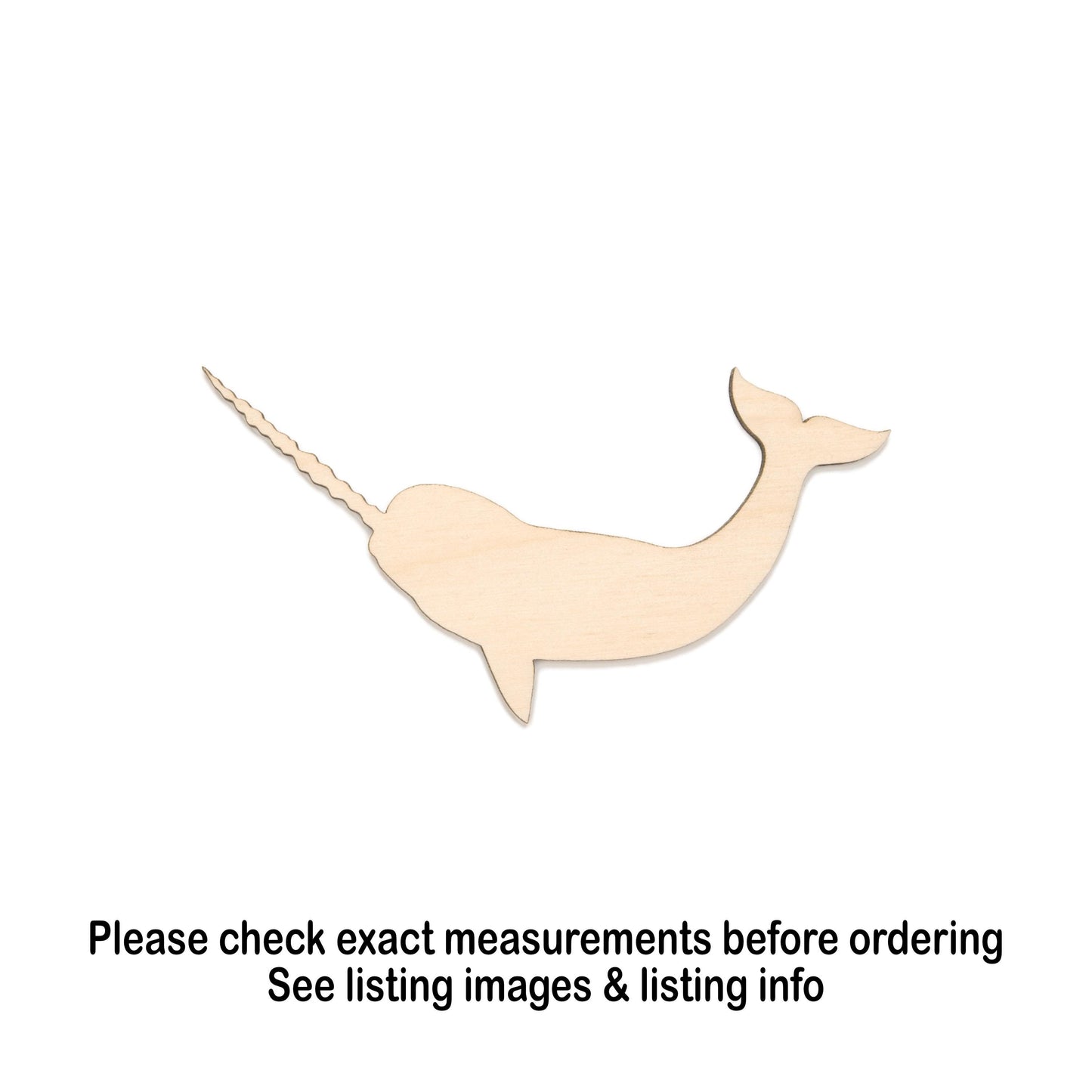 Narwhal Blank Wood Cutout - Laser Cut Unfinished Craft Shape - Multiple Sizes