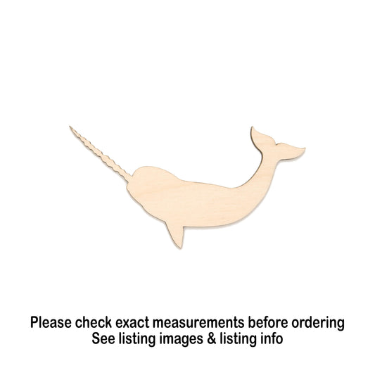 Narwhal Blank Wood Cutout - Laser Cut Unfinished Craft Shape - Multiple Sizes