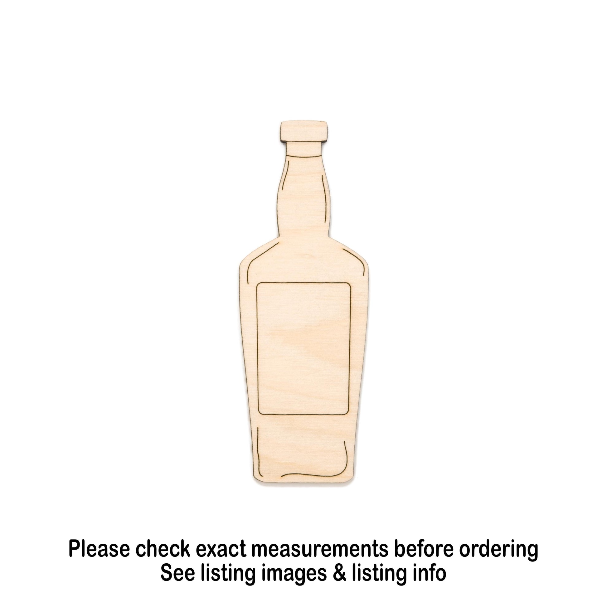 Liquor Bottle Detailed Wood Cutout - Laser Cut Unfinished Craft Shape - Multiple Sizes