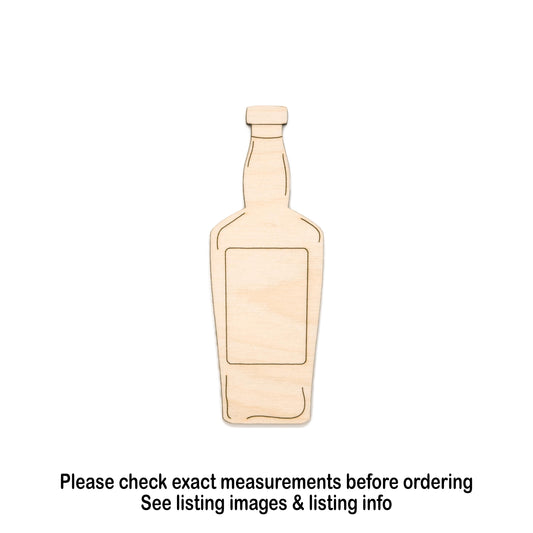 Liquor Bottle Detailed Wood Cutout - Laser Cut Unfinished Craft Shape - Multiple Sizes