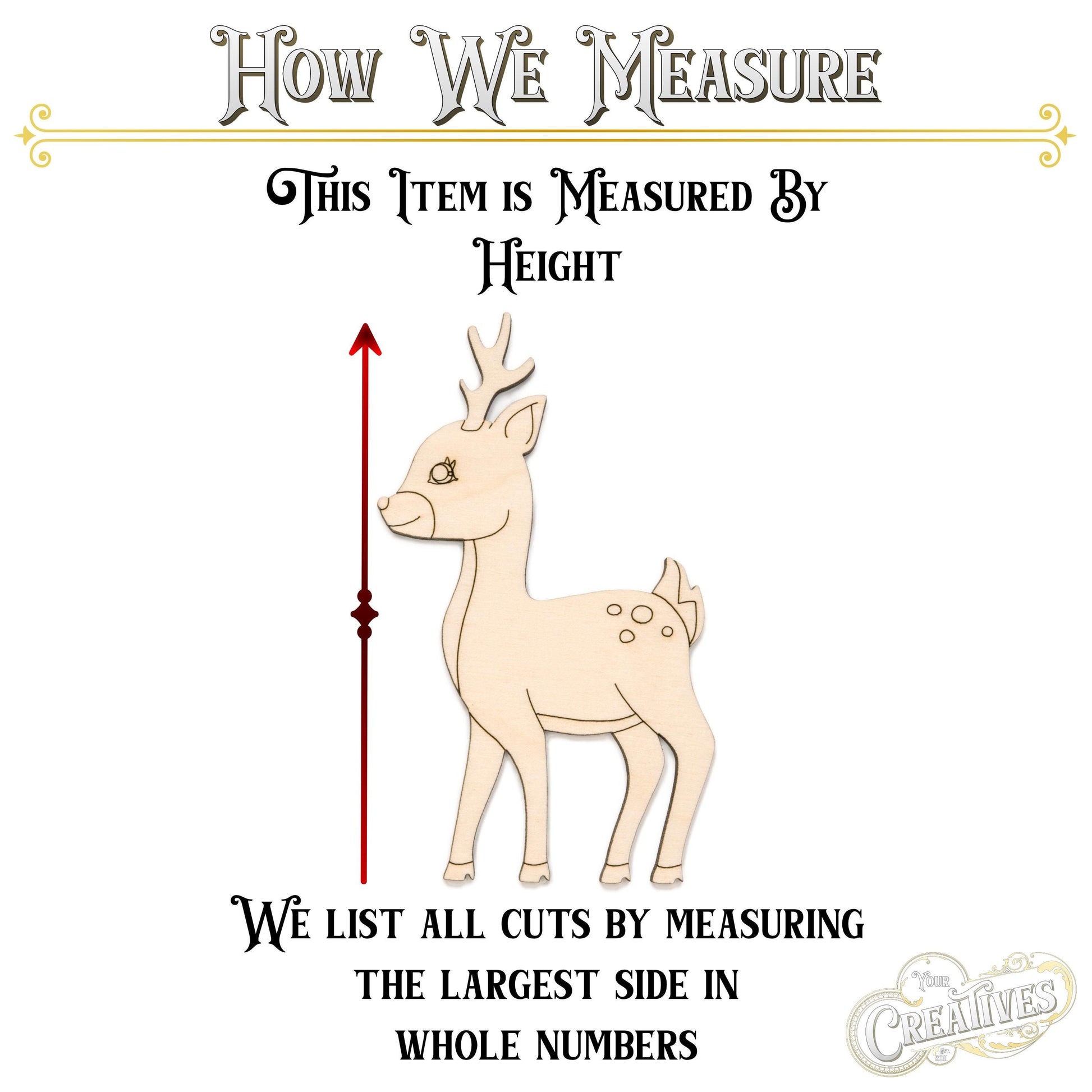 Cute Fawn Wood Cutout - Laser Cut Unfinished Craft Shape - Multiple Sizes