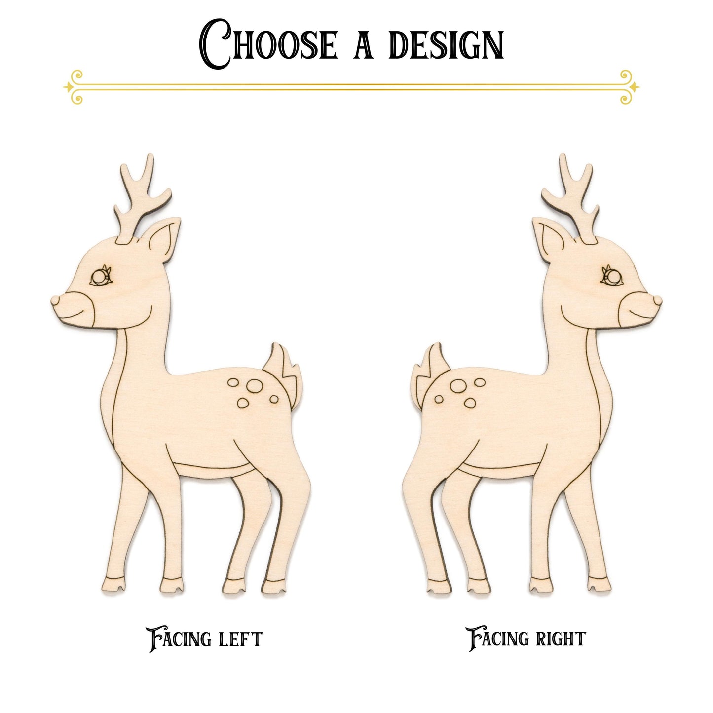 Cute Fawn Wood Cutout - Laser Cut Unfinished Craft Shape - Multiple Sizes