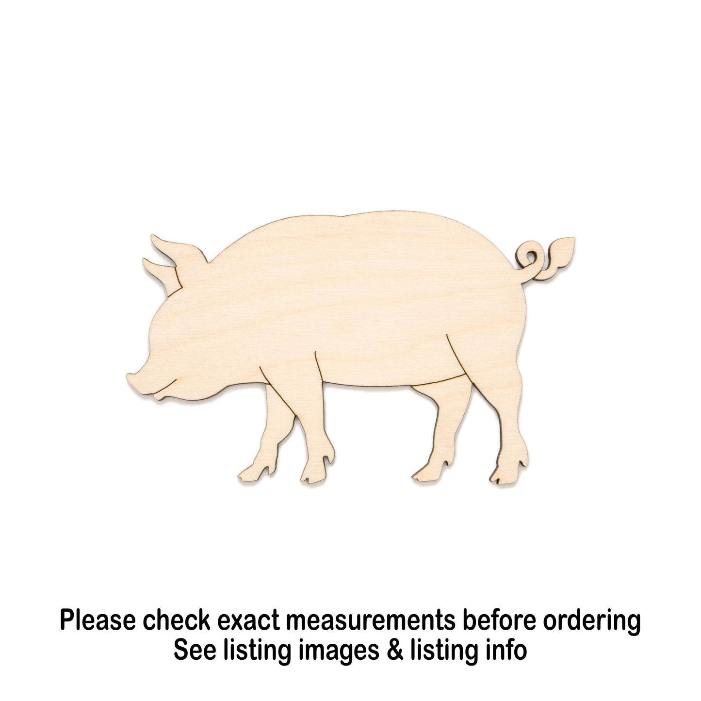 Pig Wood Cutout - Laser Cut Unfinished Craft Shape - Multiple Sizes