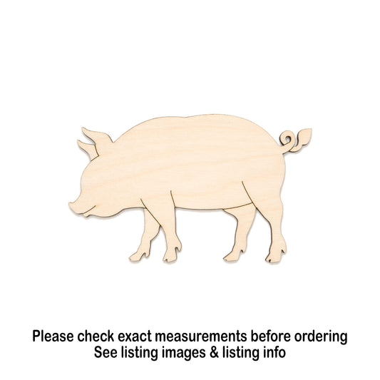 Pig Wood Cutout - Laser Cut Unfinished Craft Shape - Multiple Sizes
