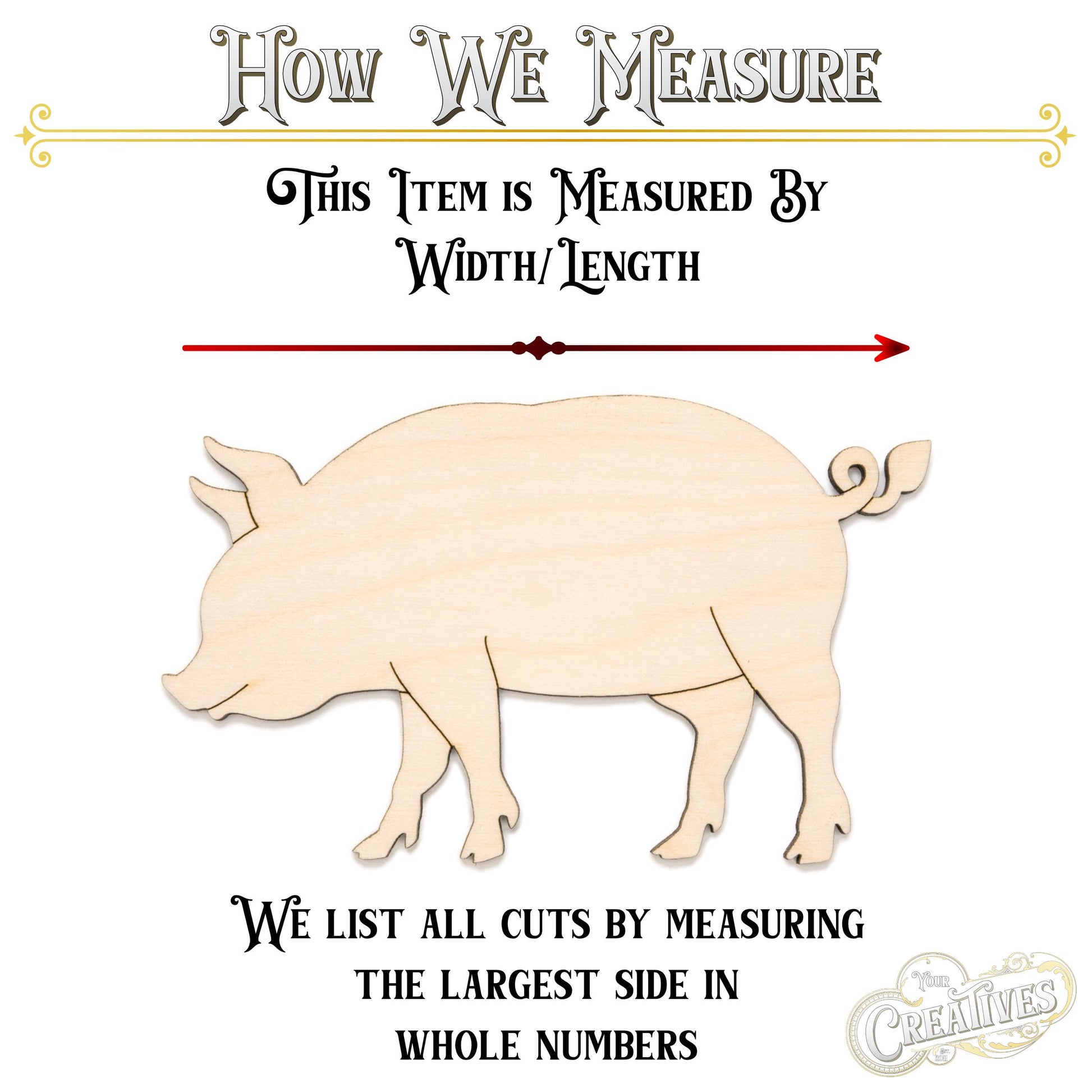 Pig Wood Cutout - Laser Cut Unfinished Craft Shape - Multiple Sizes