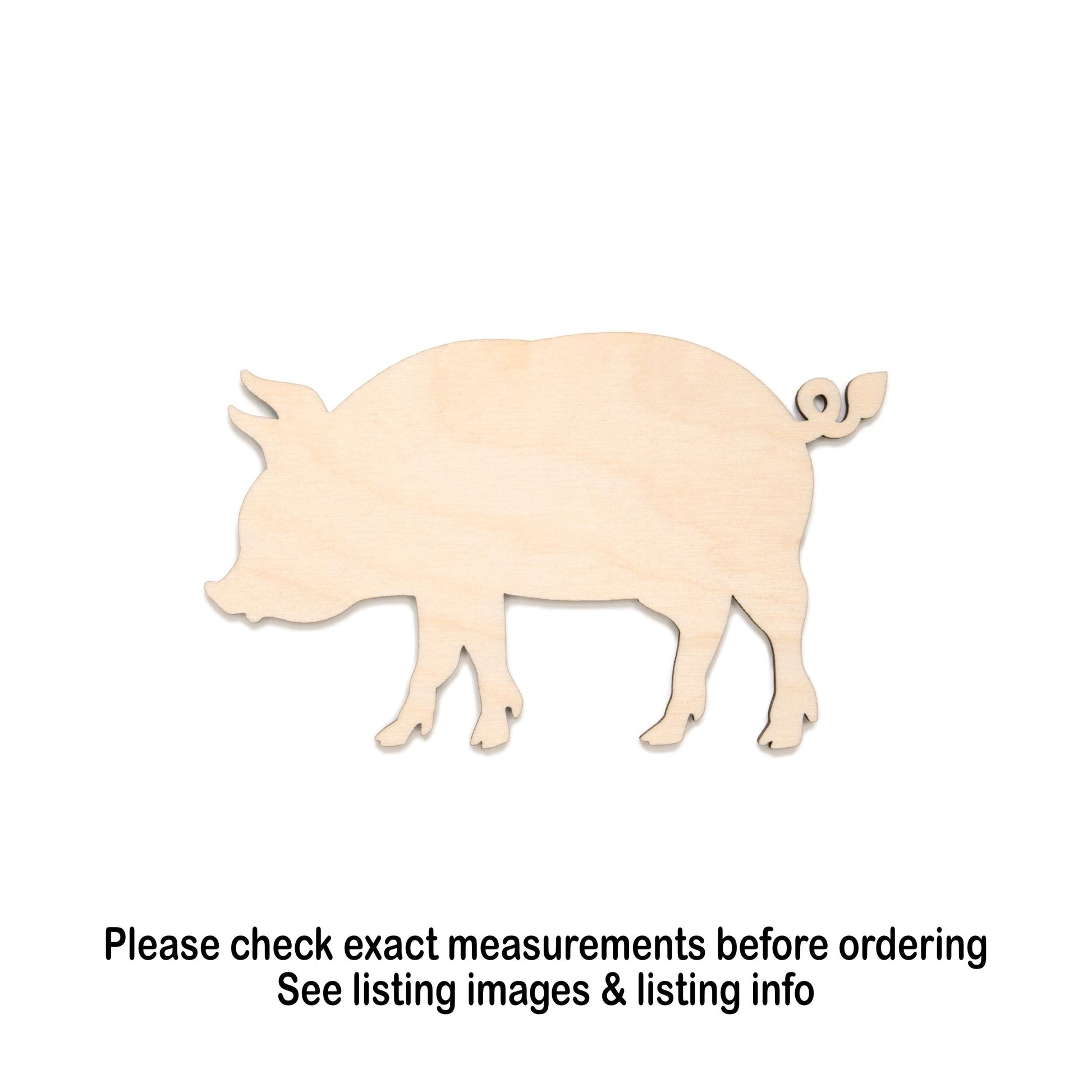 Pig Blank Wood Cutout - Laser Cut Unfinished Craft Shape - Multiple Sizes