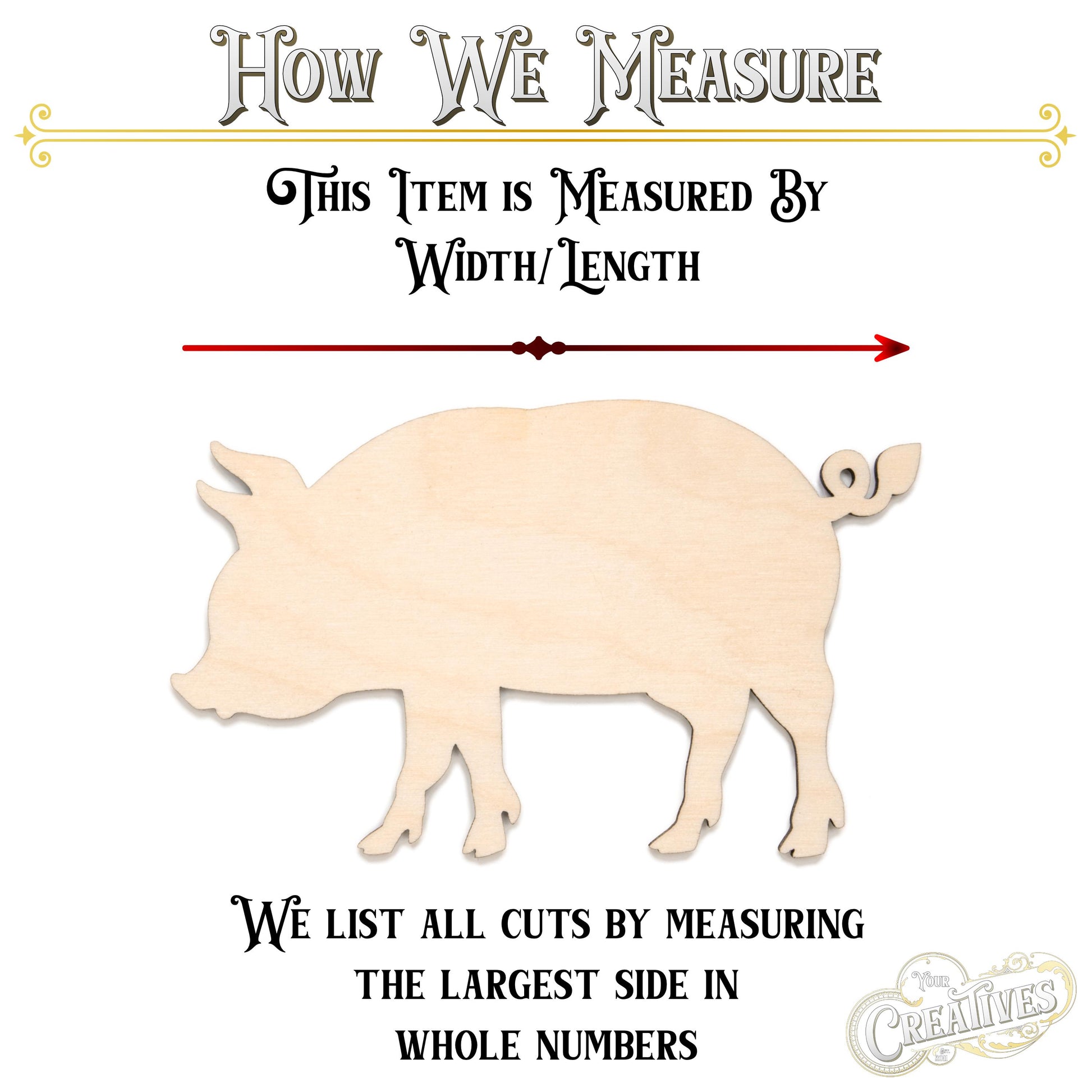 Pig Blank Wood Cutout - Laser Cut Unfinished Craft Shape - Multiple Sizes