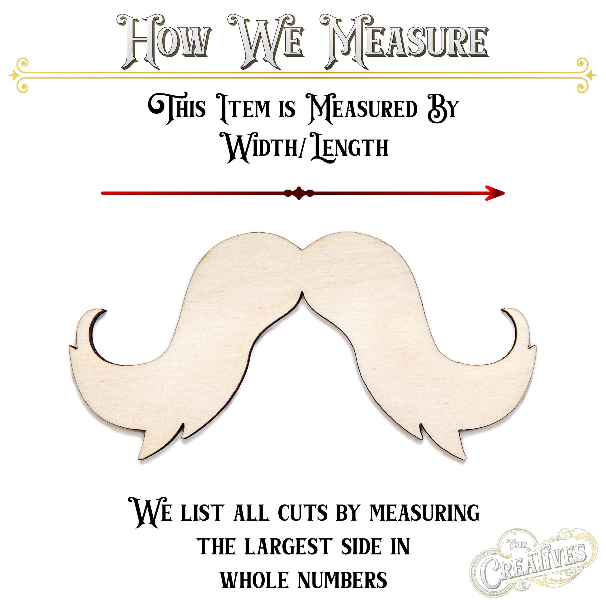 Mustache Wood Cutout - Laser Cut Unfinished Craft Shape - Multiple Sizes