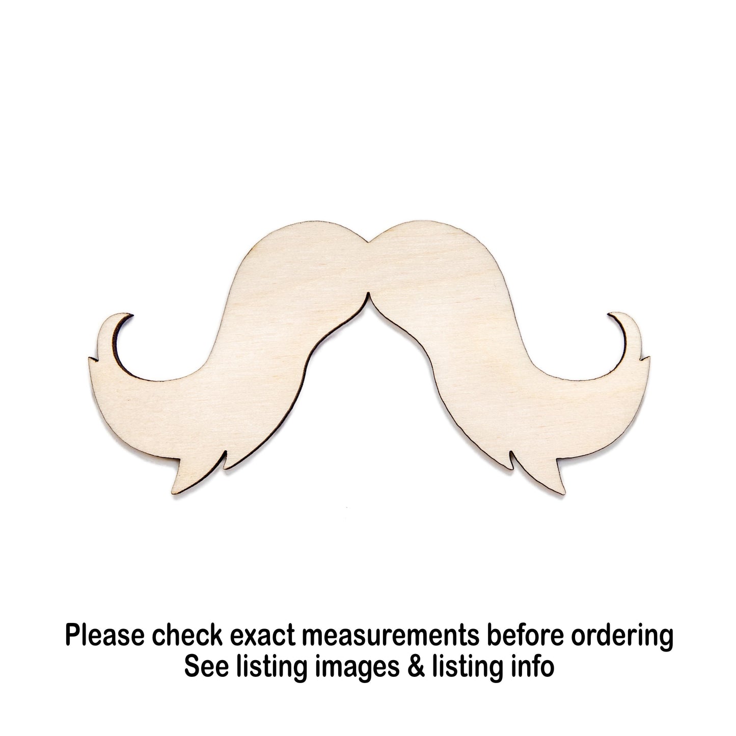 Mustache Wood Cutout - Laser Cut Unfinished Craft Shape - Multiple Sizes
