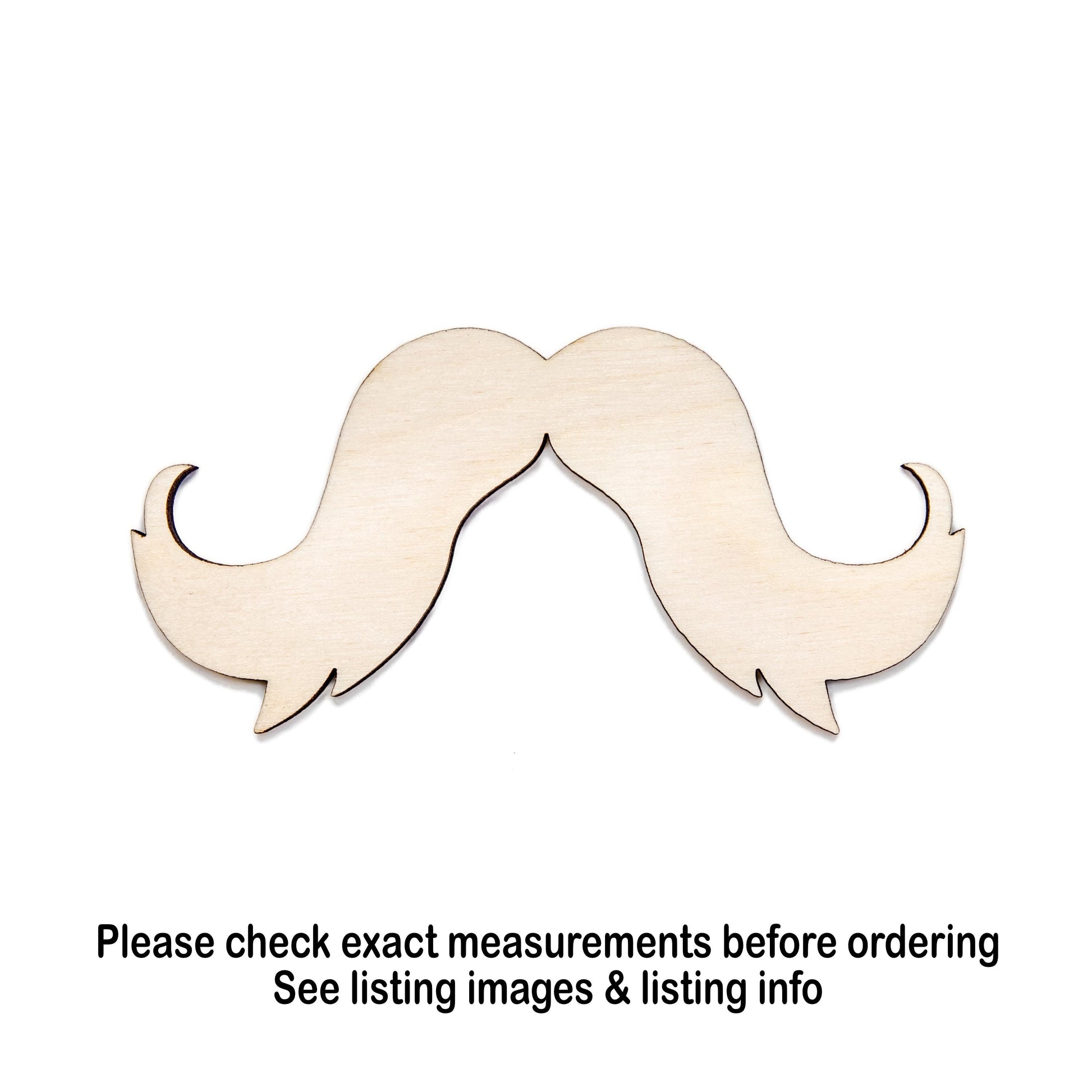 Mustache Wood Cutout - Laser Cut Unfinished Craft Shape - Multiple Sizes