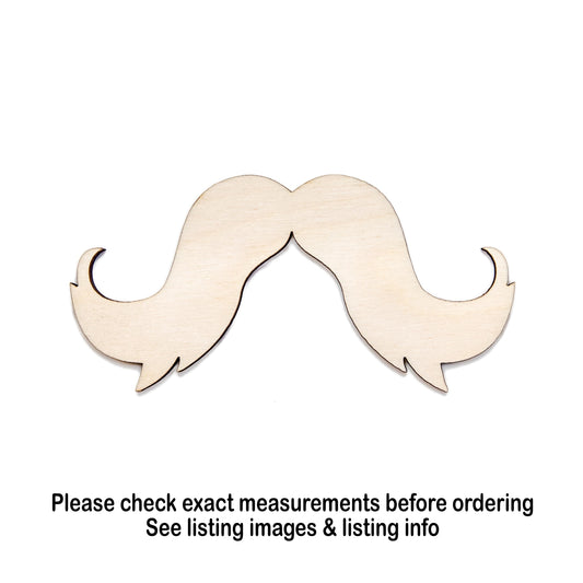 Mustache Wood Cutout - Laser Cut Unfinished Craft Shape - Multiple Sizes