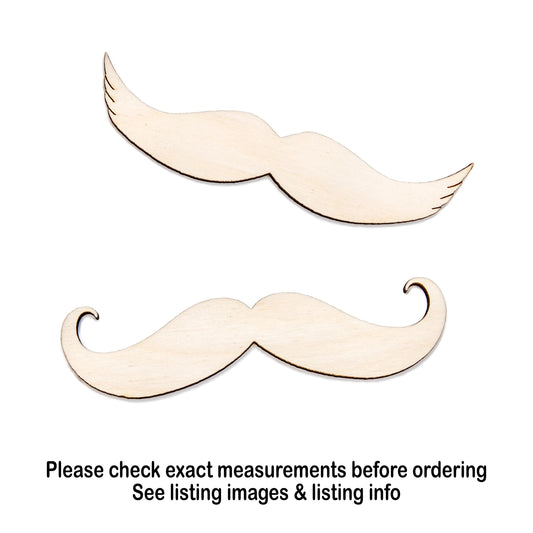 Western Mustache Blank Wood Cutout - Laser Cut Unfinished Craft Shape - Multiple Sizes