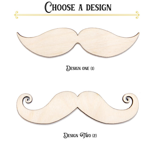 Vintage Mustache Blank Wood Cutout - Laser Cut Unfinished Craft Shape - Multiple Sizes