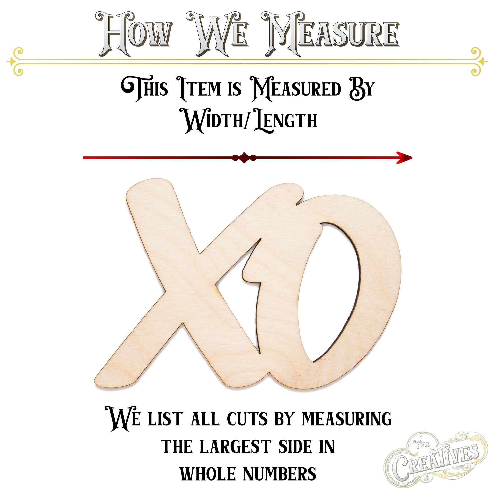 XO Script Word Wood Cutout - Laser Cut Unfinished Craft Shape - Multiple Sizes