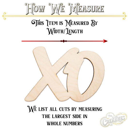 XO Script Word Wood Cutout - Laser Cut Unfinished Craft Shape - Multiple Sizes