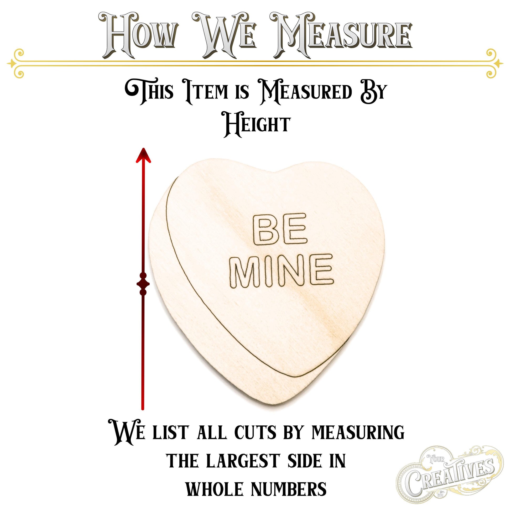 Conversation Hearts Wood Cutout - Laser Cut Unfinished Craft Shape - Multiple Sizes