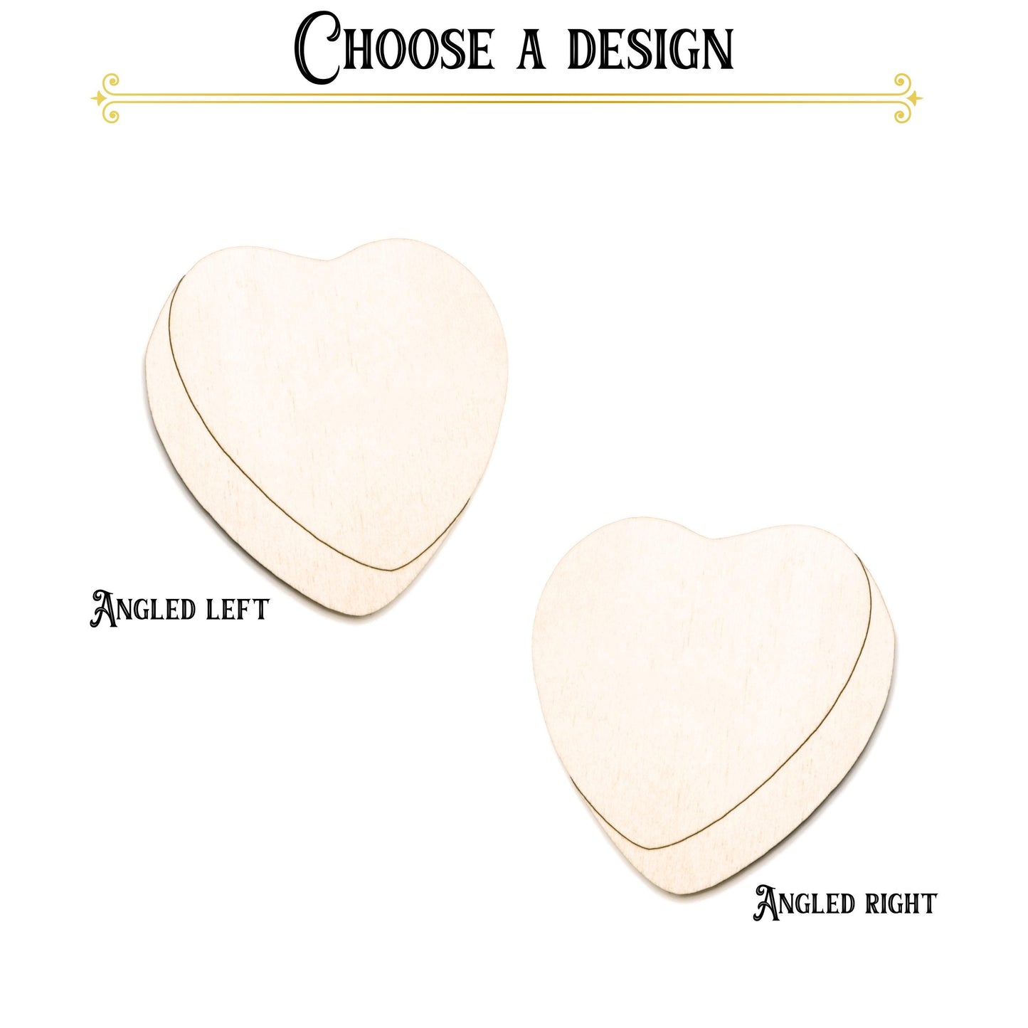 Conversation Heart Blank Wood Cutout - Laser Cut Unfinished Craft Shape - Multiple Sizes