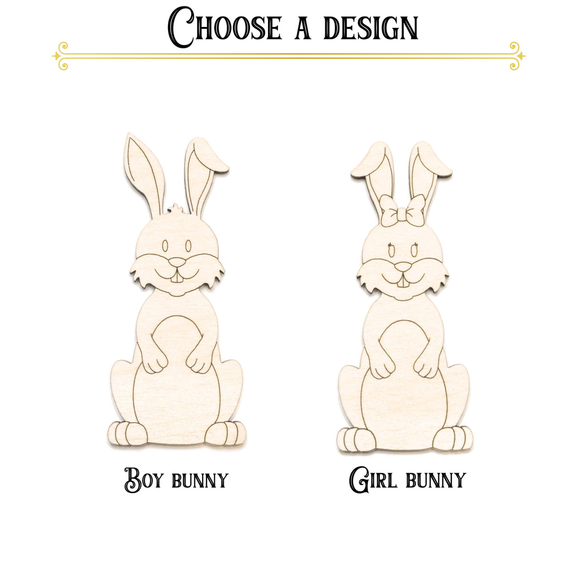 Full Body Bunny Wood Cutout - Laser Cut Unfinished Craft Shape - Multiple Sizes