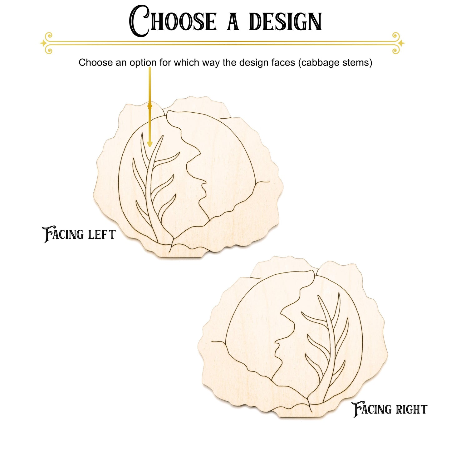 Cabbage Detailed Wood Cutout - Laser Cut Unfinished Craft Shape - Multiple Sizes